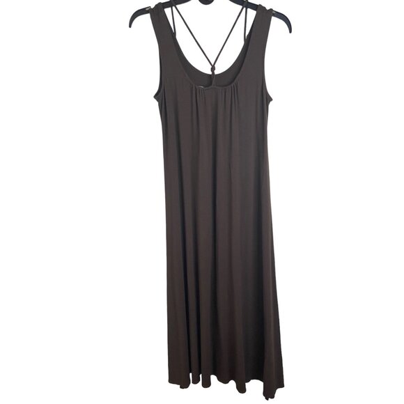 Eileen Fisher Petite size‎ 2/4 brown maxi dress tank back strap - Picture 1 of 10